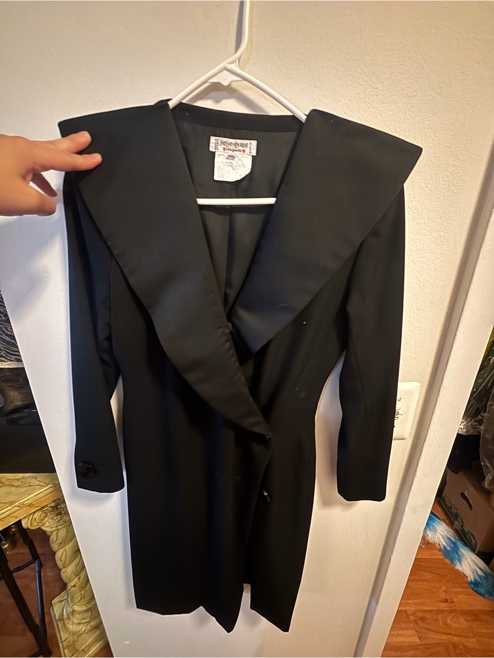 Yves Saint Laurent Black Long Women's Blazer with Dramatic Lapel